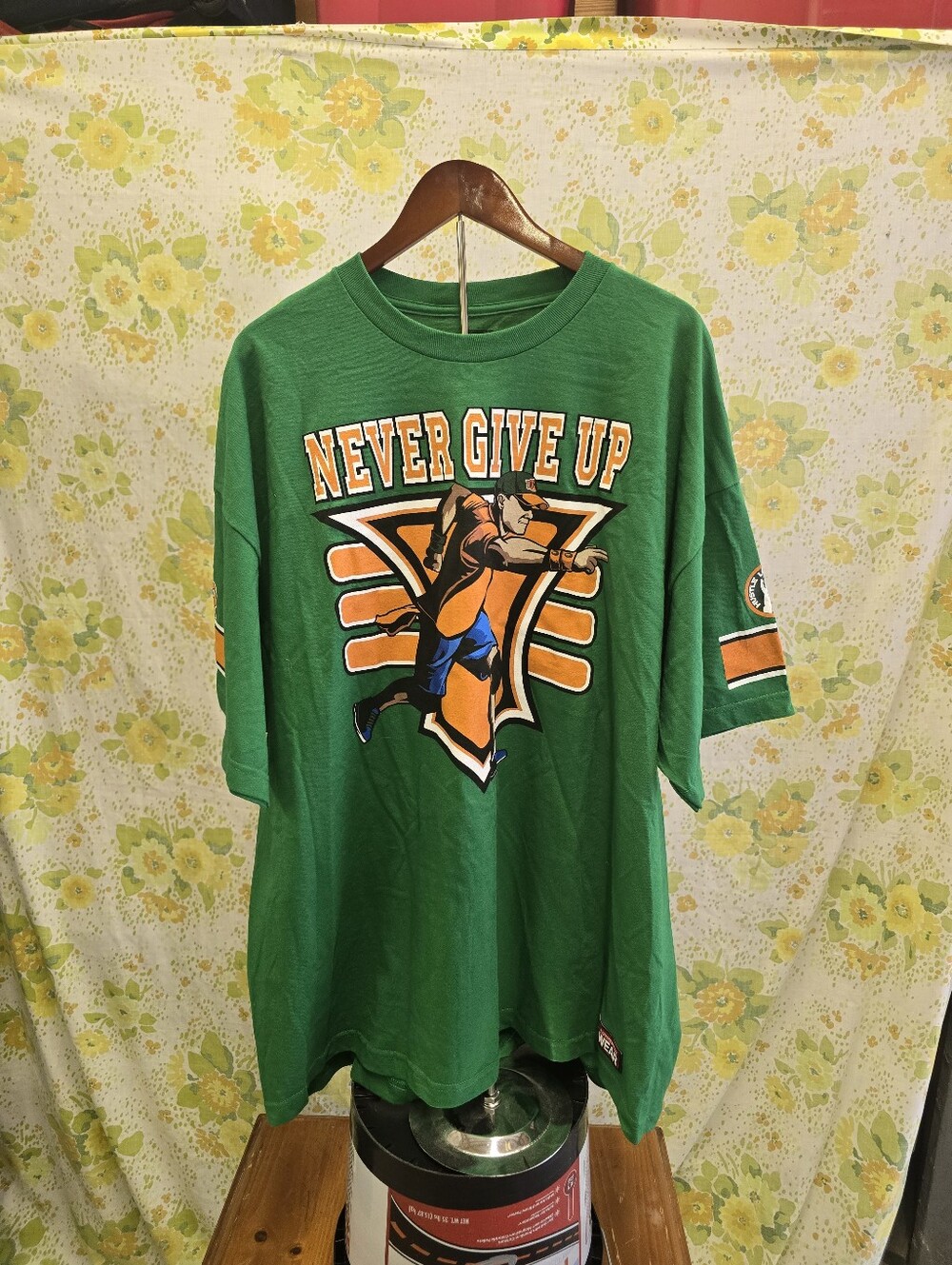 WWE Licensed John Cena Never Give Up Green Graphic Tee
